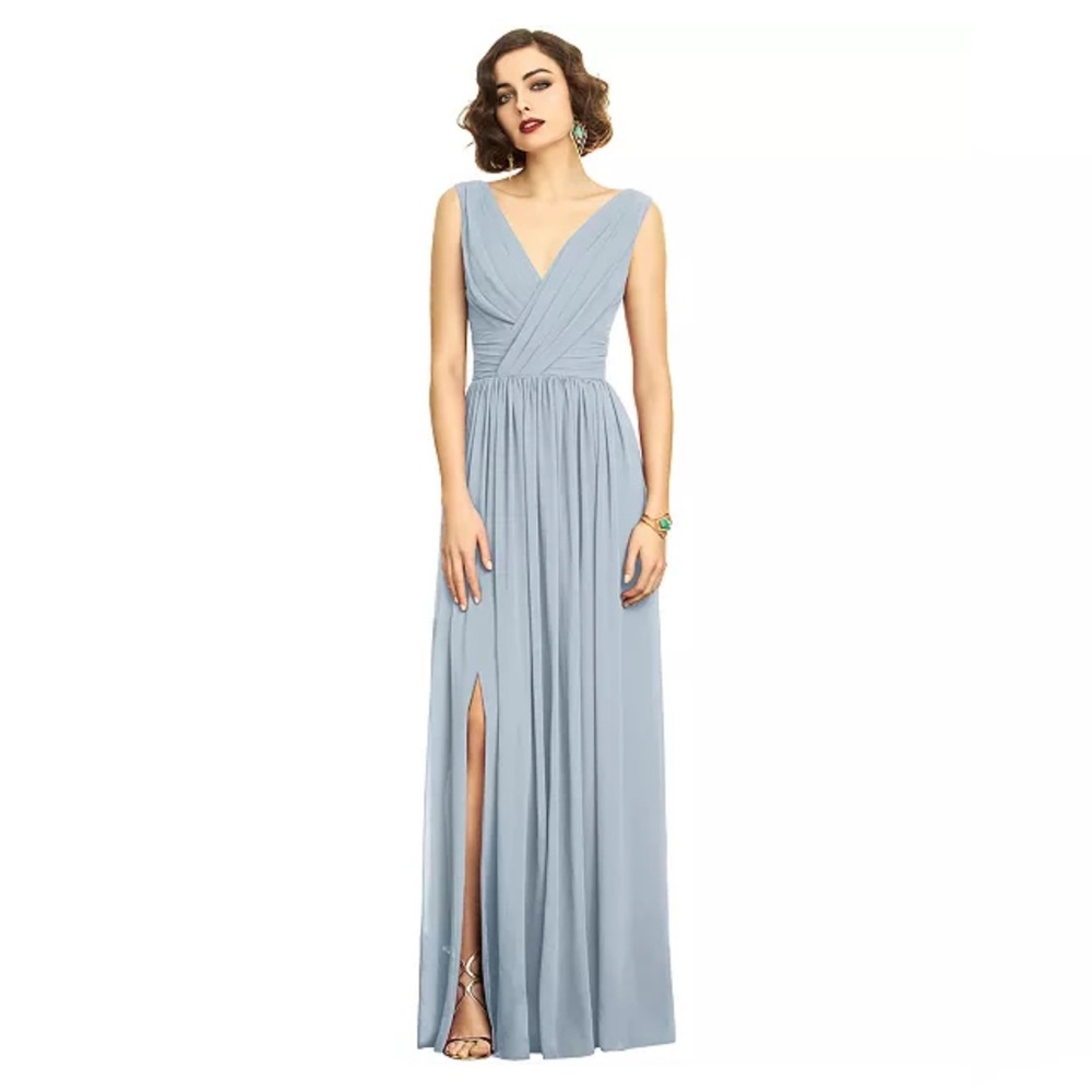 492M NWT Dessy Collection Sleeveless Draped Chiffon Maxi Dress w/ Front Slit - 8